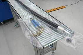 Hydraulic hoses and elements mounted in film wrap are absolutely protected during the painting of the vehicle.